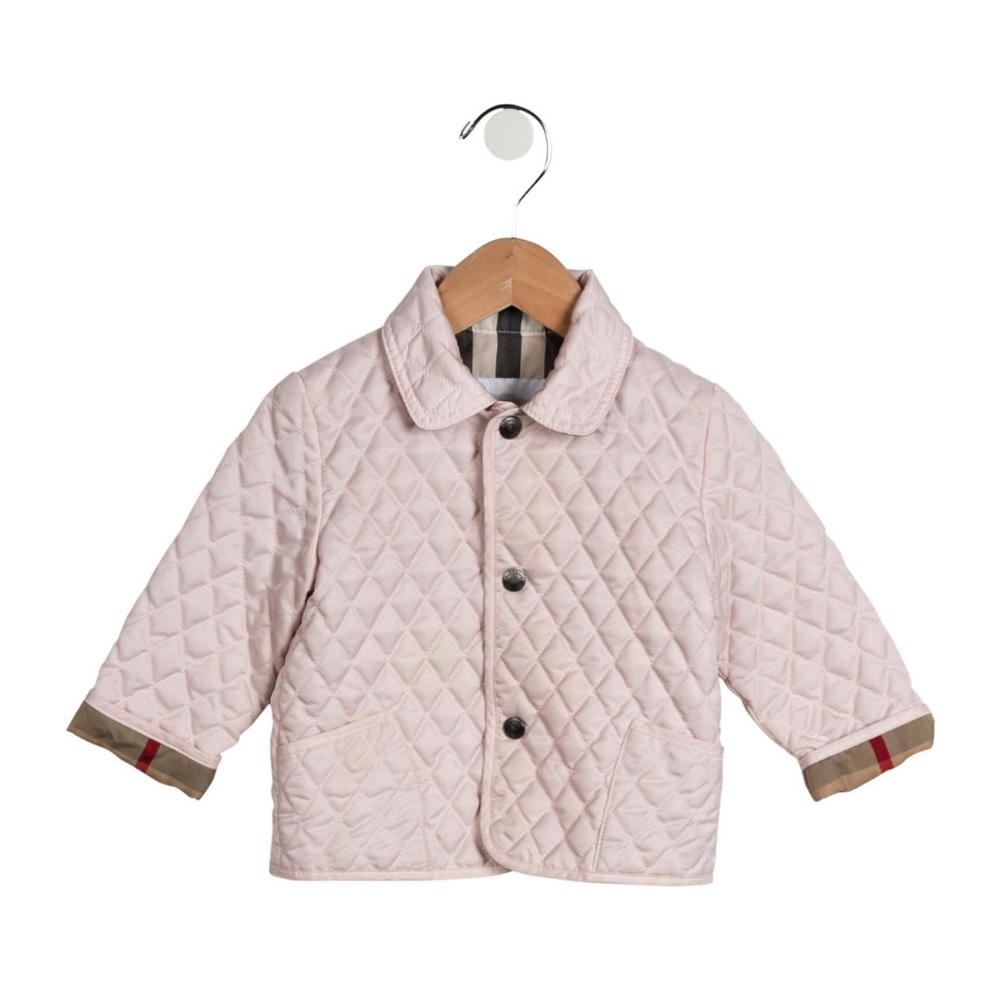 Infant girls' pink Burberry Quilted Jacket